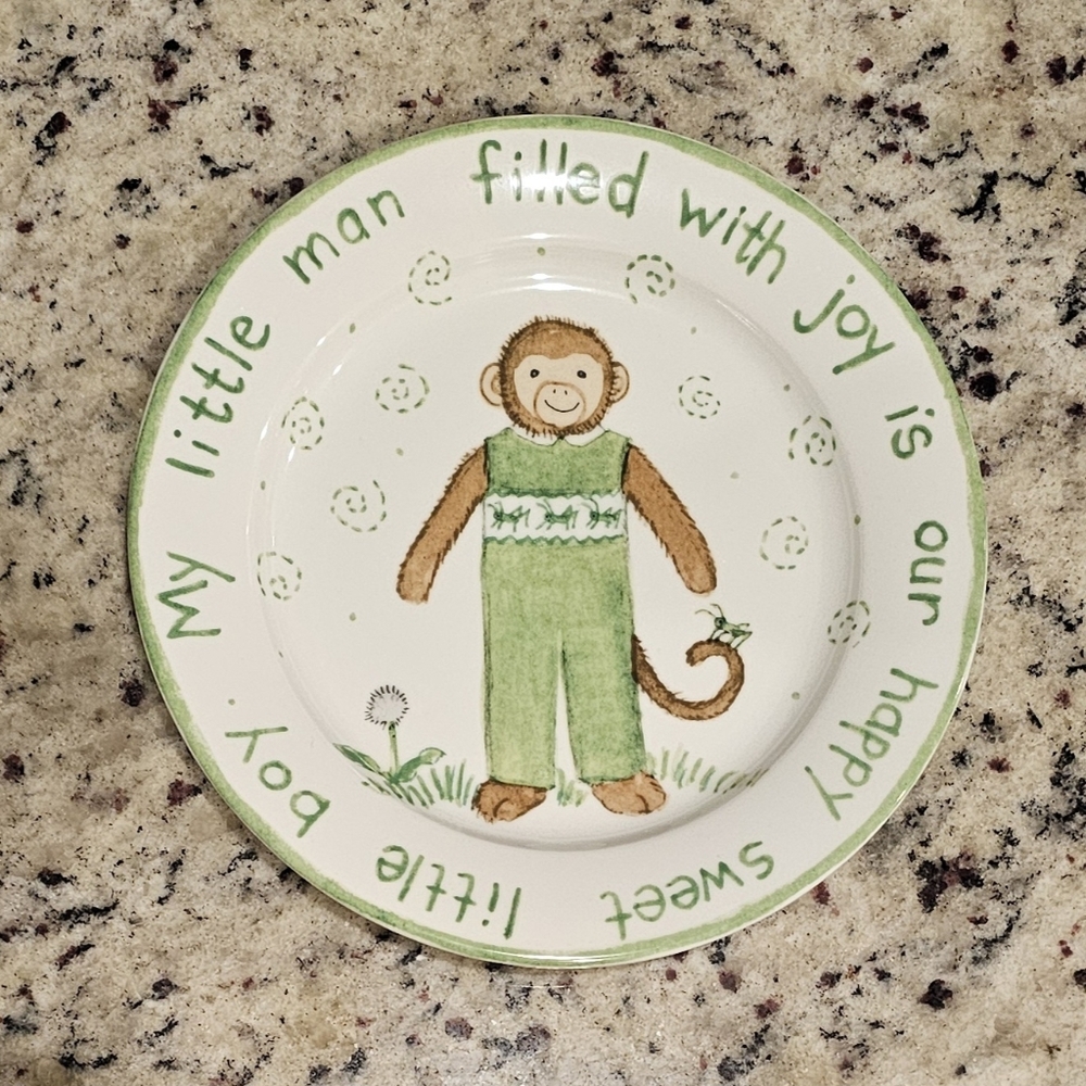 Kelly B. Rightsell Designs For Pickles Green Monkey Childs Plate
